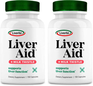 LIVERITE Liver Aid with Milk Thistle 2 - Pack 150 Capsules (Total 300) - Suppviv