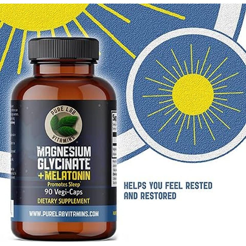 Magnesium Glycinate with Melatonin 3 Mg - 90 Capsules by Pure Lab Vitamins - Suppviv