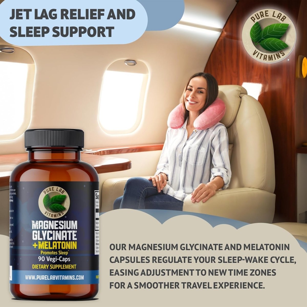 Magnesium Glycinate with Melatonin 3 Mg - 90 Capsules by Pure Lab Vitamins - Suppviv