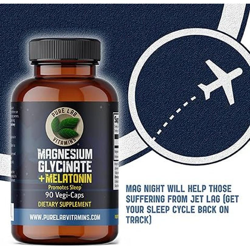 Magnesium Glycinate with Melatonin 3 Mg - 90 Capsules by Pure Lab Vitamins - Suppviv