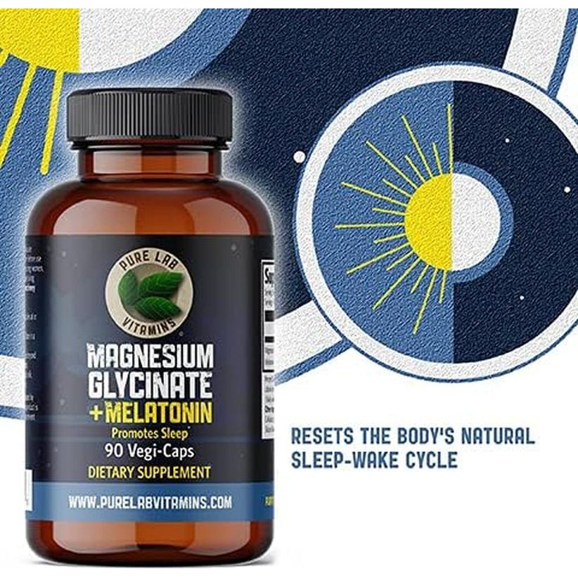 Magnesium Glycinate with Melatonin 3 Mg - 90 Capsules by Pure Lab Vitamins - Suppviv