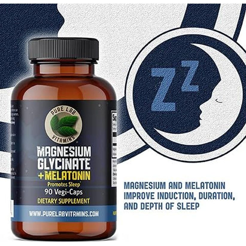 Magnesium Glycinate with Melatonin 3 Mg - 90 Capsules by Pure Lab Vitamins - Suppviv