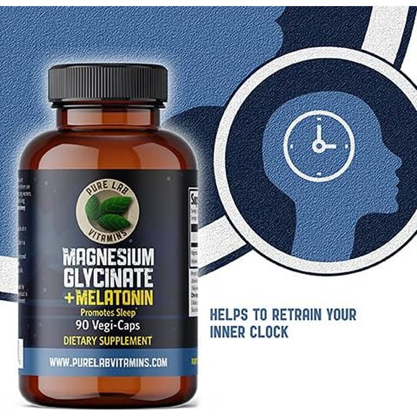 Magnesium Glycinate with Melatonin 3 Mg - 90 Capsules by Pure Lab Vitamins - Suppviv
