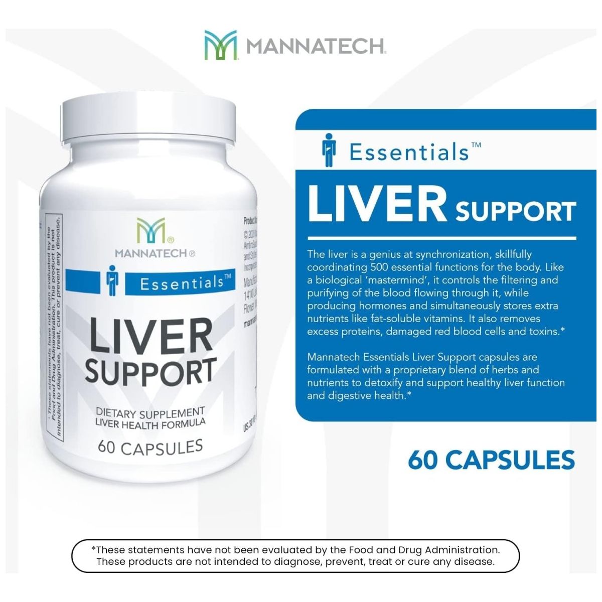 Mannatech Liver Support 60 Capsules - Liver Detox & Cleanse - Suppviv