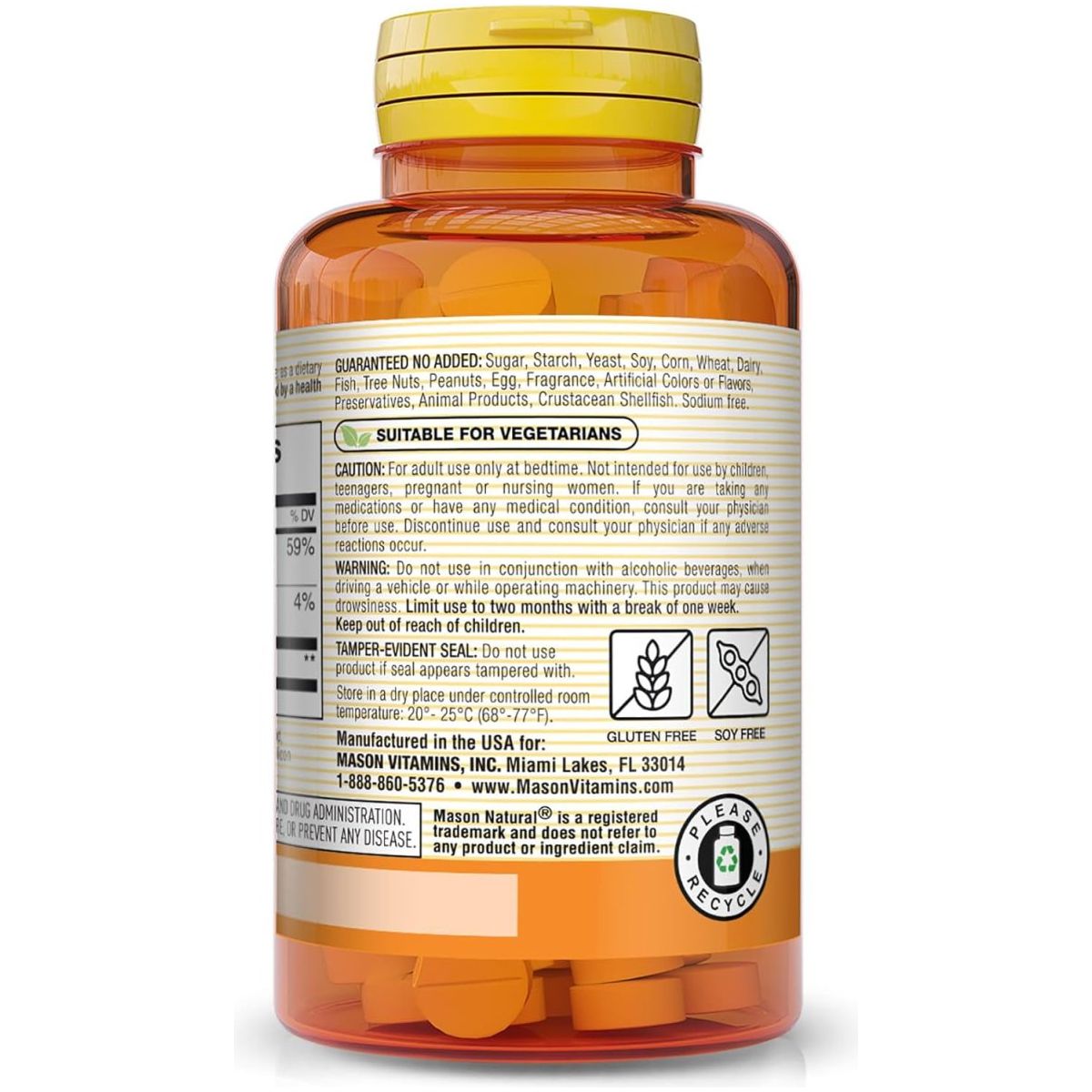 MASON NATURAL Melatonin 5 Mg with B6 and Calcium 60 Count - Suppviv