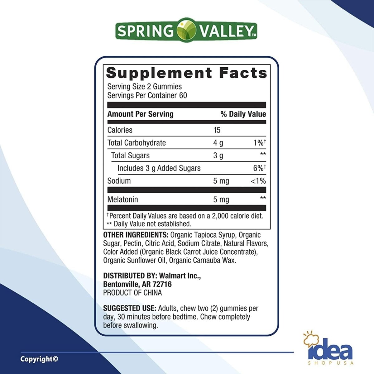 Melatonin Adult Gummies - Sleep Support by Spring Valley 5 Mg 120 Ct - Suppviv