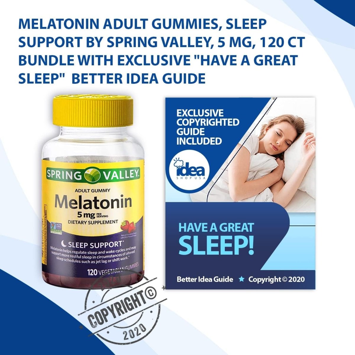Melatonin Adult Gummies - Sleep Support by Spring Valley 5 Mg 120 Ct - Suppviv