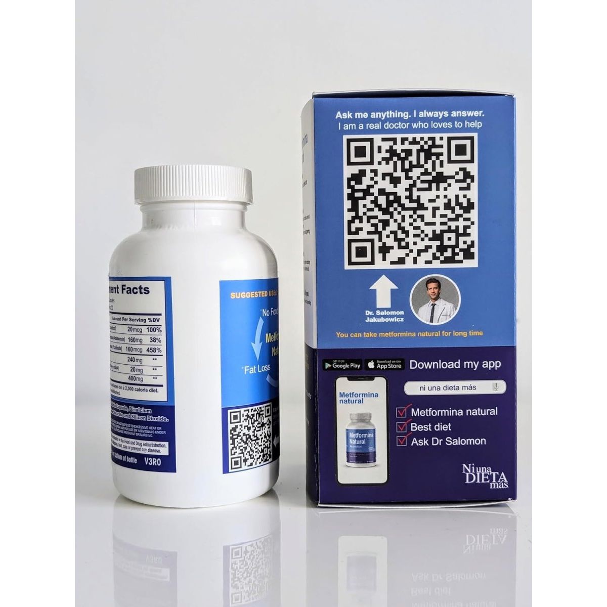 METFORMINA Natural - Weight Loss Aid and Metabolism Support - Dr Salomon (60 Capsules) - Suppviv