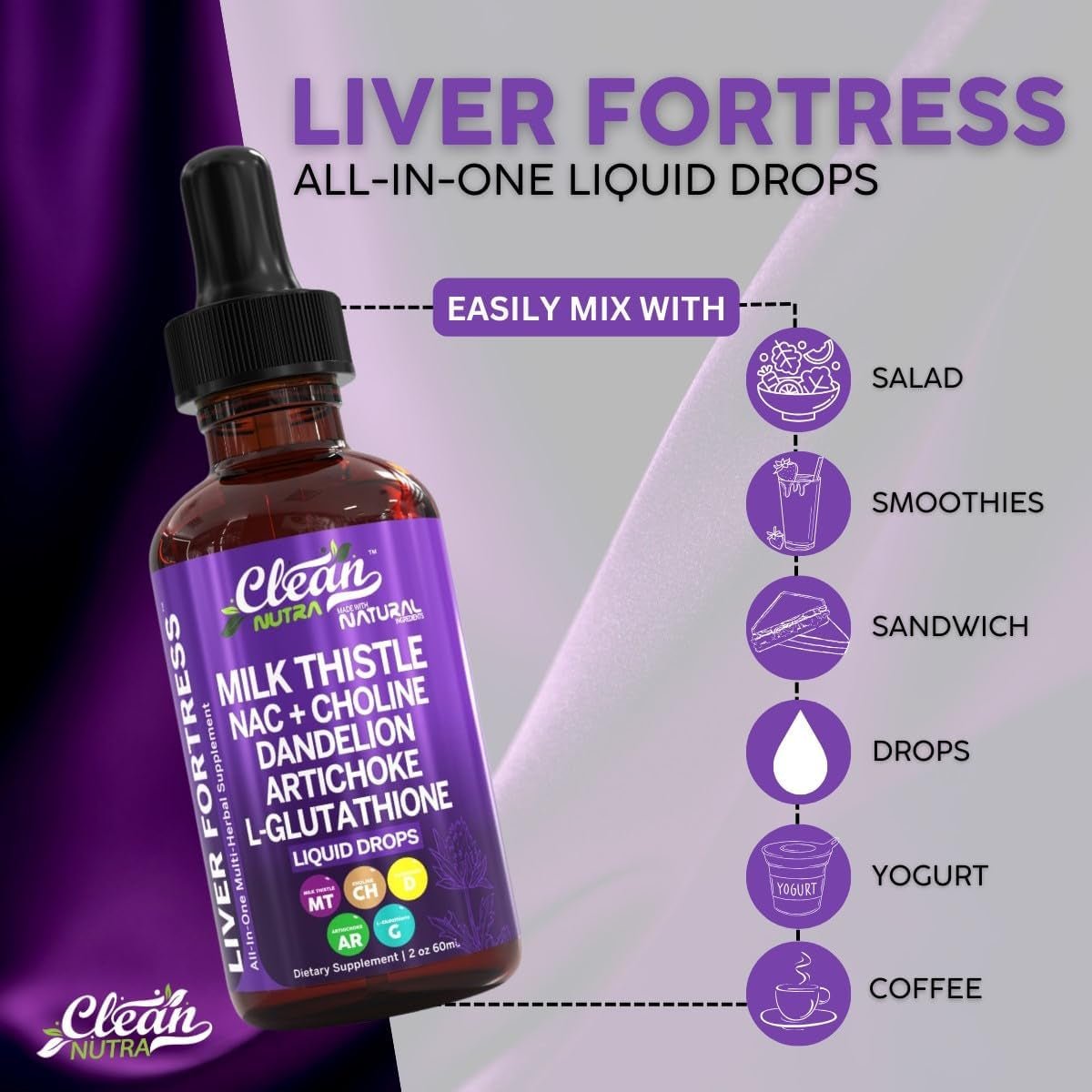 Milk Thistle NAC Liver Cleanse Detox & Repair Drops 1 PACK - Suppviv