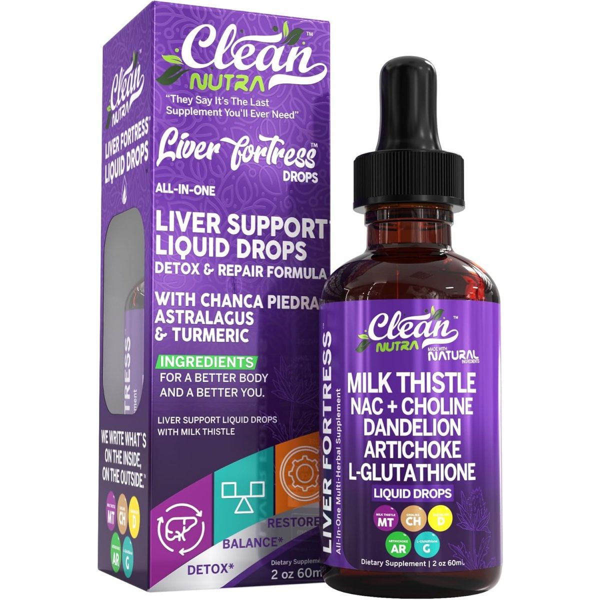 Milk Thistle NAC Liver Cleanse Detox & Repair Drops 1 PACK - Suppviv