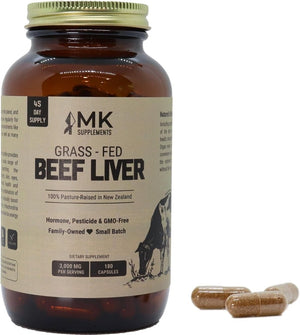 MK Supplements – Grass Fed Beef Liver 3000 Mg 180 Liver Capsules - Suppviv