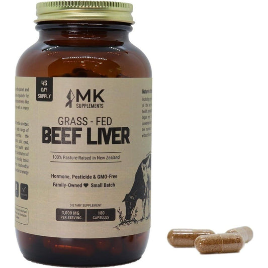 MK Supplements – Grass Fed Beef Liver 3000 Mg 180 Liver Capsules - Suppviv