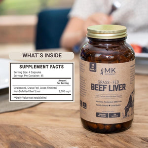 MK Supplements – Grass Fed Beef Liver 3000 Mg 180 Liver Capsules - Suppviv