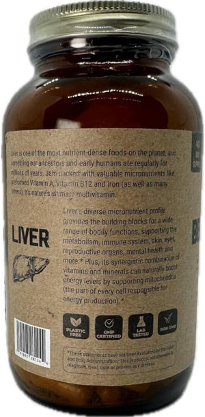 MK Supplements – Grass Fed Beef Liver 3000 Mg 180 Liver Capsules - Suppviv