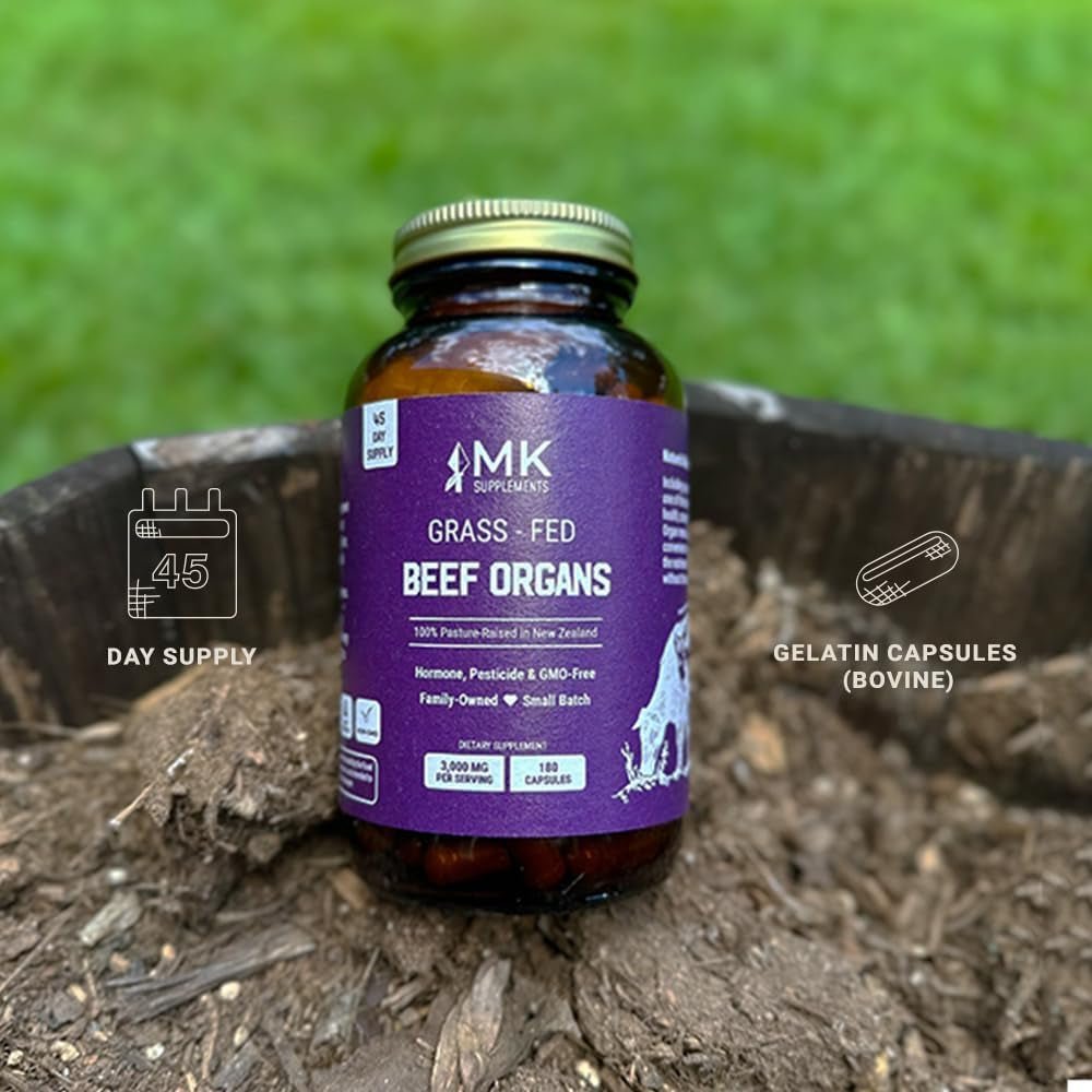 MK Supplements Grass - Fed Beef Organs – Liver, Heart, Kidney, Spleen, Pancreas (45 Servings) - Suppviv