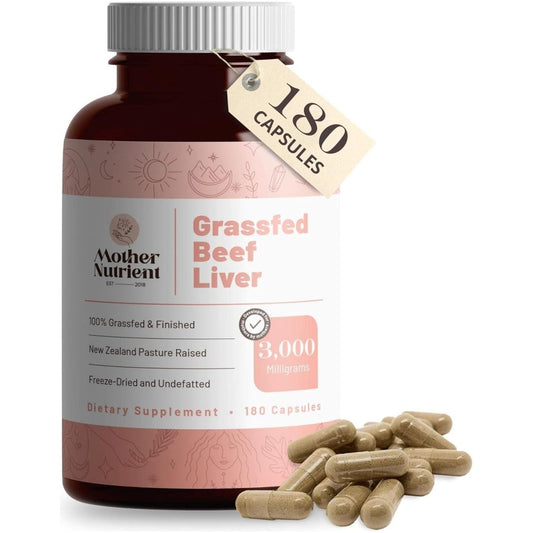 Mother Nutrient 100% Grass Fed Beef Liver Capsules (180 Capsules) - Suppviv
