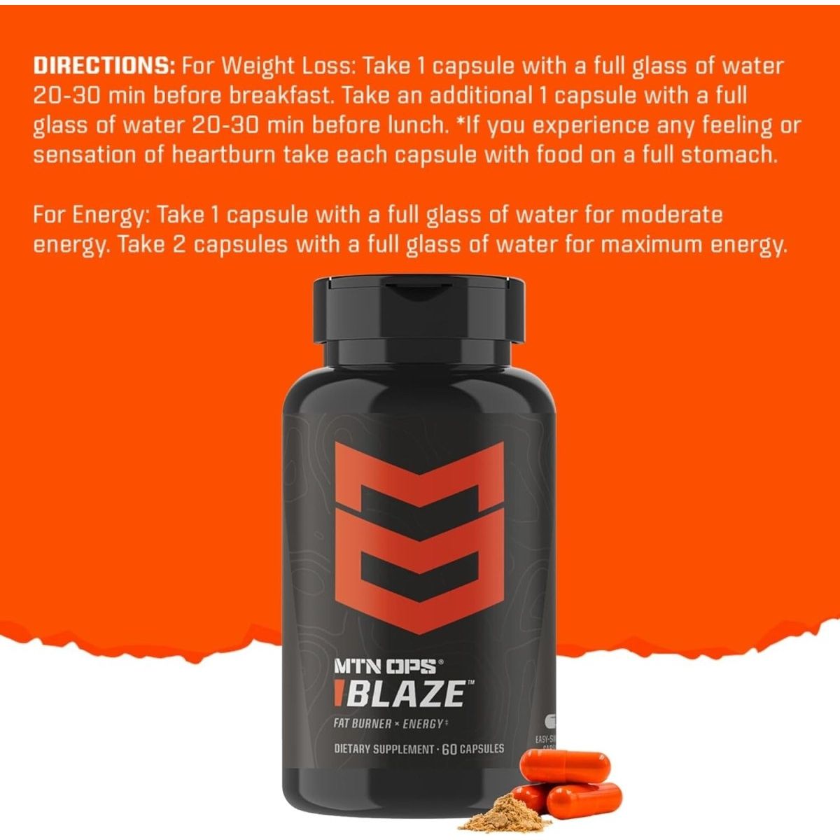 MTN OPS Blaze Fat Burner & Thermogenic Metabolism Booster 30 Servings - Suppviv