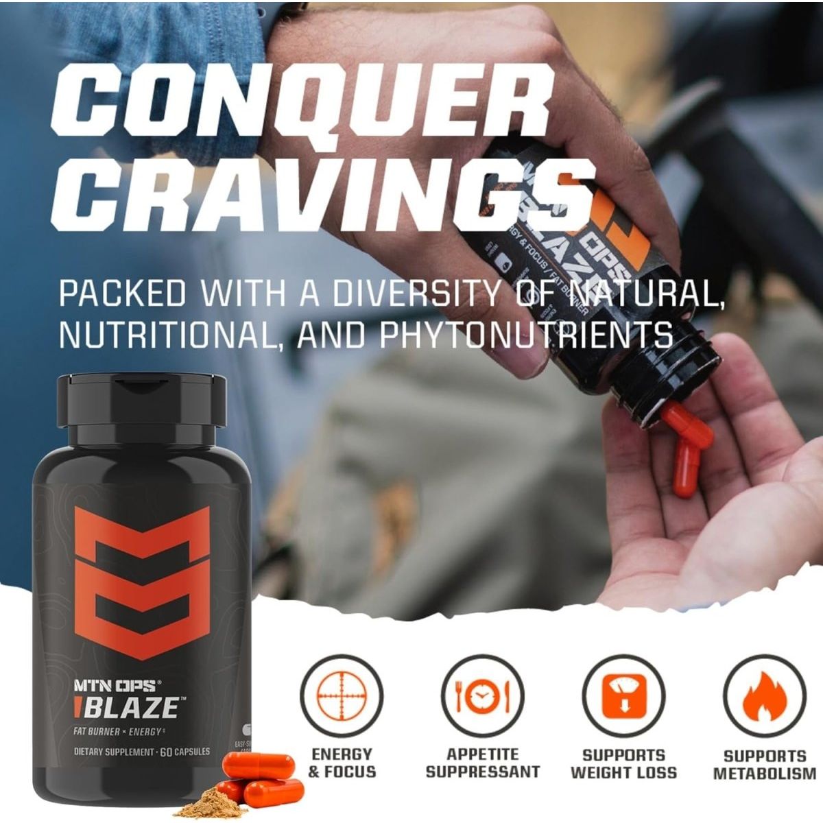 MTN OPS Blaze Fat Burner & Thermogenic Metabolism Booster 30 Servings - Suppviv