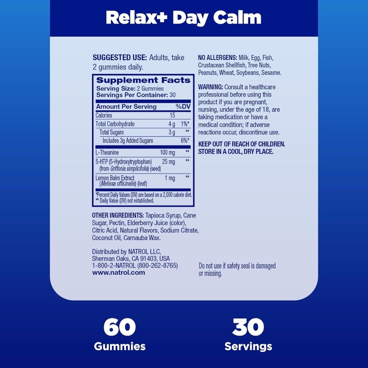 Natrol Mood+ Stress Relax+ Day Calm Gummies 60 Count, 60 Day Supply - Suppviv