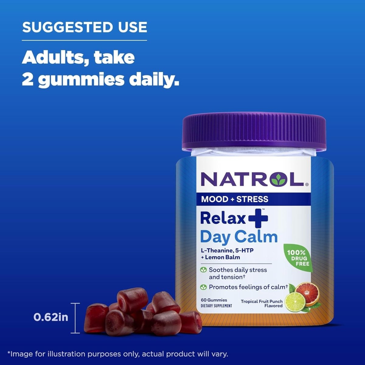 Natrol Mood+ Stress Relax+ Day Calm Gummies 60 Count, 60 Day Supply - Suppviv
