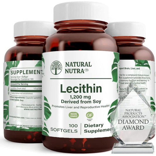 Natural Nutra Soy Lecithin 1200 Mg Dietary Supplement - Brain Function, Liver Health, Memory Boosting Supplement - 100 Softgels - Suppviv