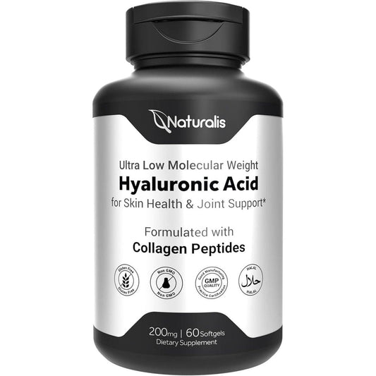 Naturalis Hyaluronic Acid 200Mg, 10X Better Absorption Ultra Low Molecular Weight | 60 Softgels - Suppviv