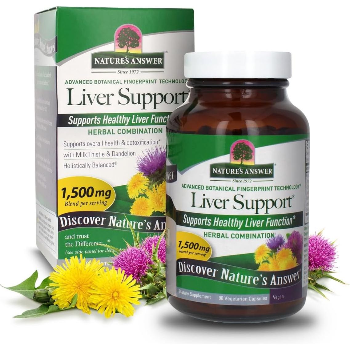 Nature'S Answer Liver Support Herbal Combination Dietary Supplements 1500Mg (90 Capsules) - Suppviv
