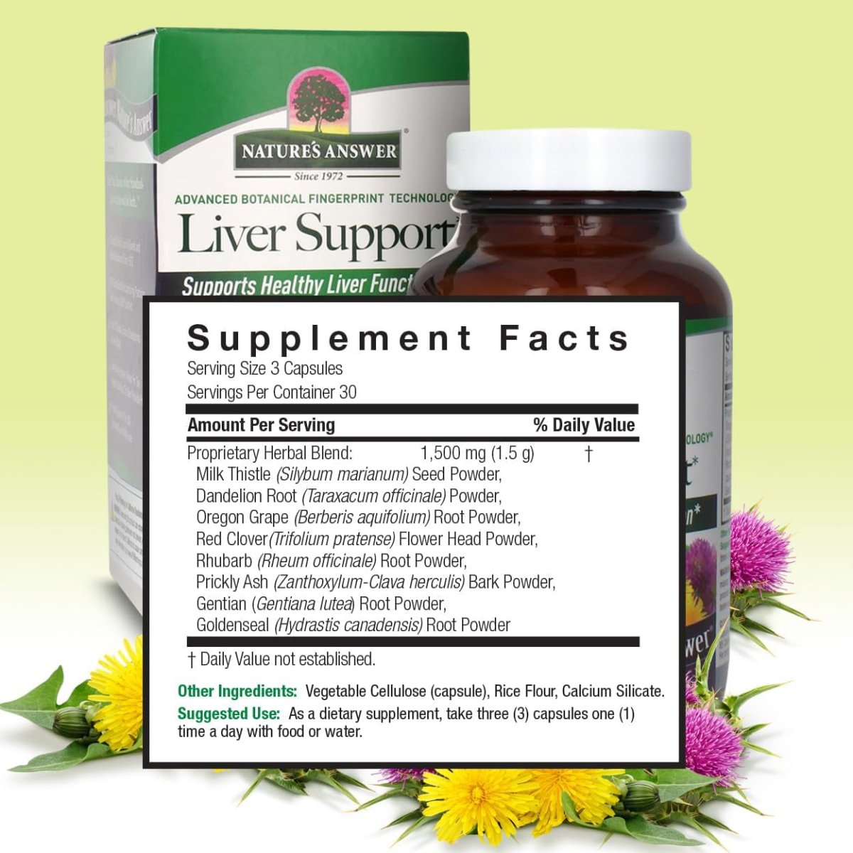 Nature'S Answer Liver Support Herbal Combination Dietary Supplements 1500Mg (90 Capsules) - Suppviv