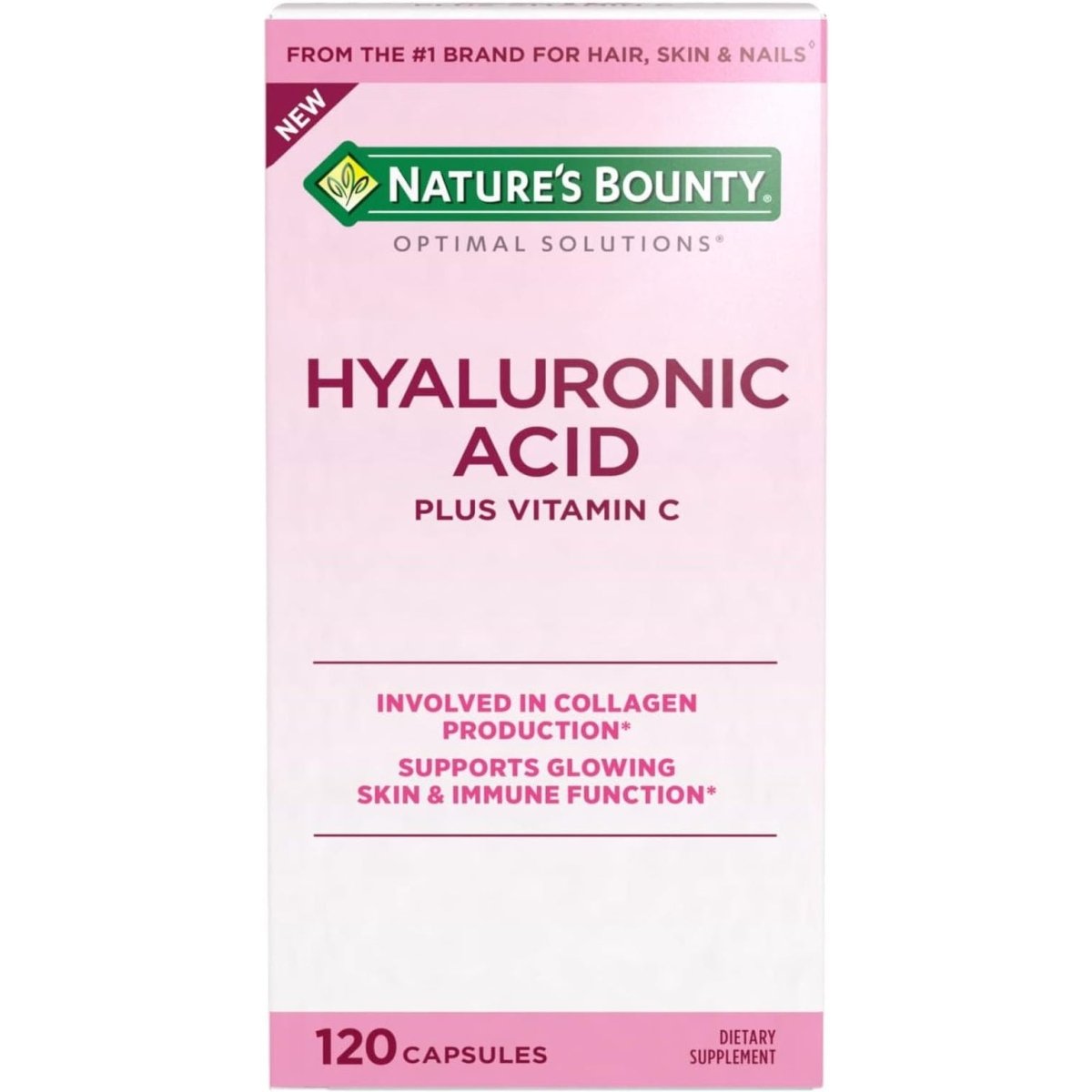 Nature'S Bounty Vitamin C and Hyaluronic Acid Supplement,120 Capsules - , Optimal Solutions Supplements for Skin Health - Suppviv