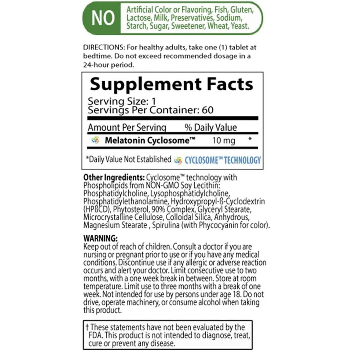 NATURE'S ESSENTIALS Melatonin 10Mg - Advanced Cyclosome Liposomal Delivery 60 Tablets - Suppviv