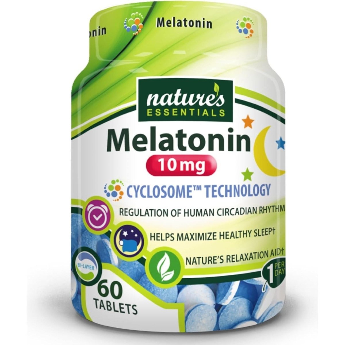 NATURE'S ESSENTIALS Melatonin 10Mg - Advanced Cyclosome Liposomal Delivery 60 Tablets - Suppviv