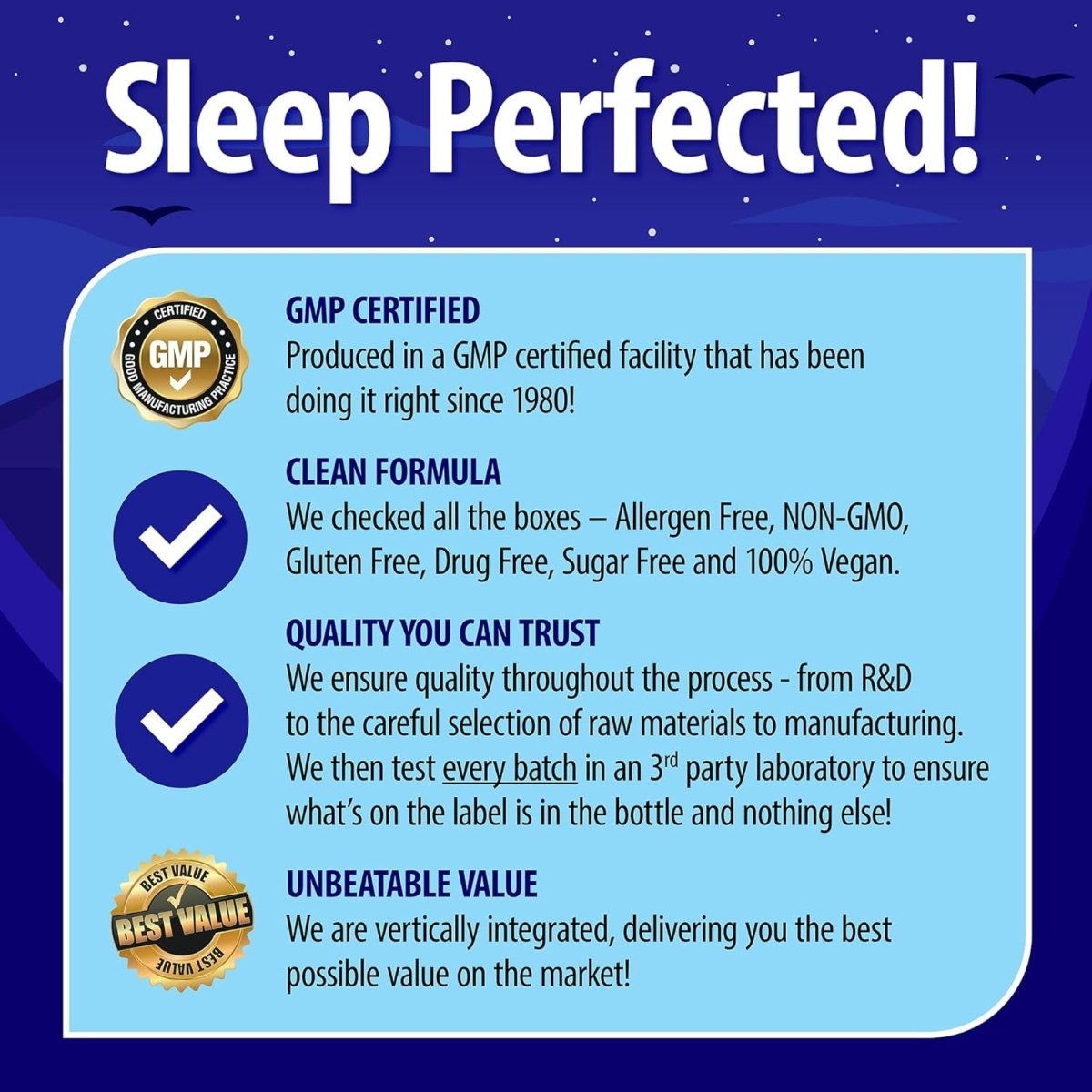 Nature'S Perfect Night - Melatonin 10Mg | 180 Quick Dissolve Tablets - Suppviv
