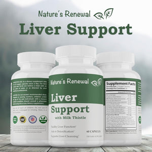 Nature'S Renewal Liver Support Cleanse Detox Repair Formula with Milk Thistle 60 Capsules - Suppviv