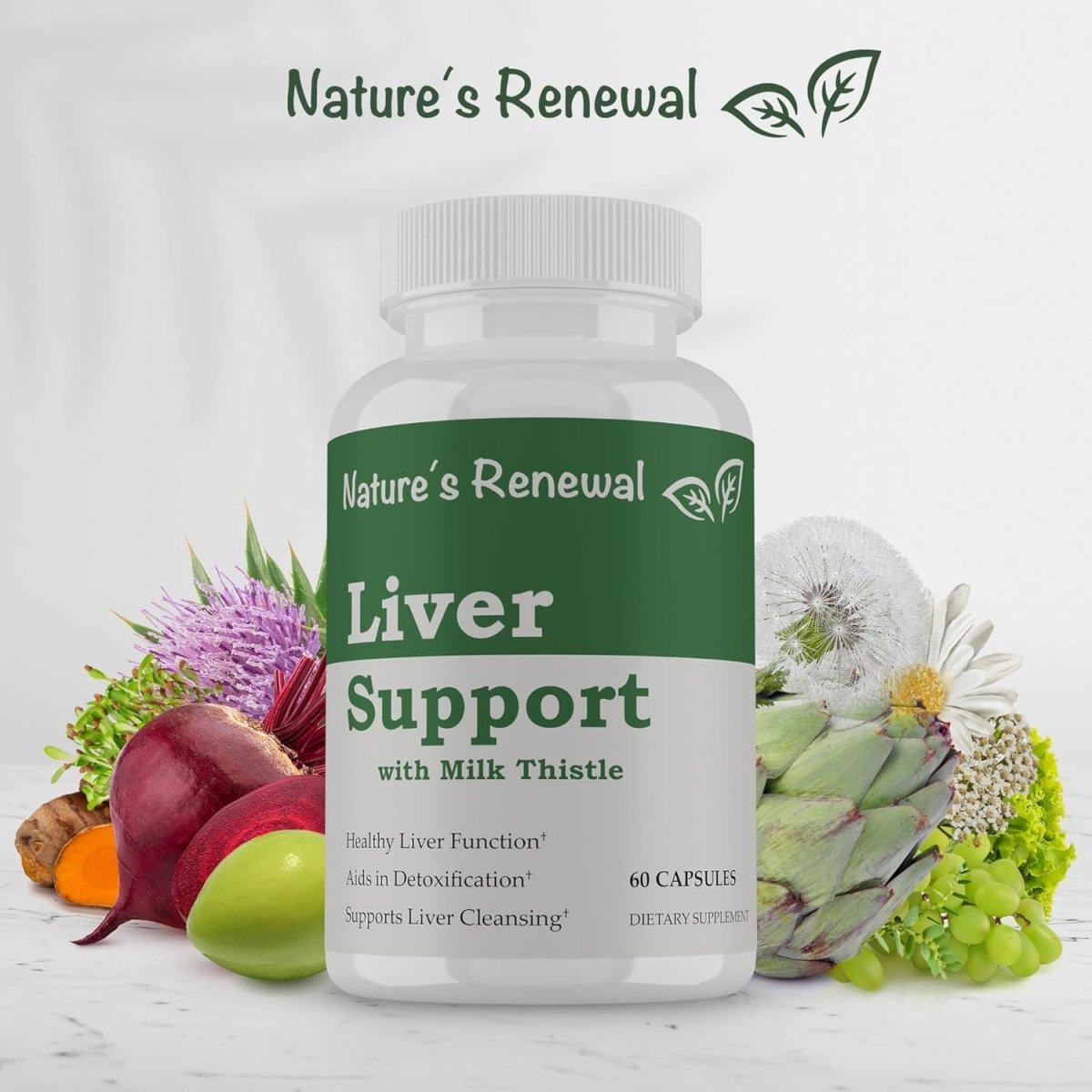 Nature'S Renewal Liver Support Cleanse Detox Repair Formula with Milk Thistle 60 Capsules - Suppviv