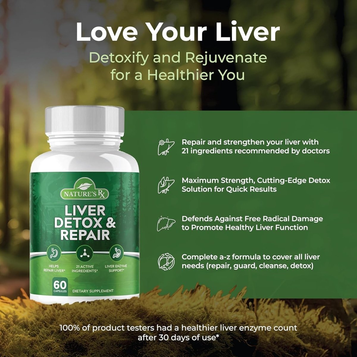 Nature'S RX - Optimize Liver Function, Repair Liver Enzymes - 60 Capsules - Suppviv
