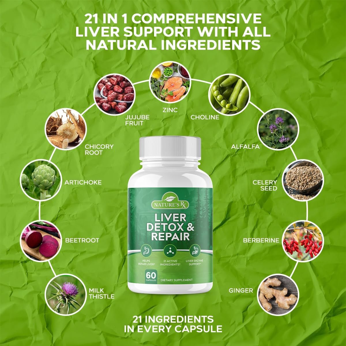 Nature'S RX - Optimize Liver Function, Repair Liver Enzymes - 60 Capsules - Suppviv