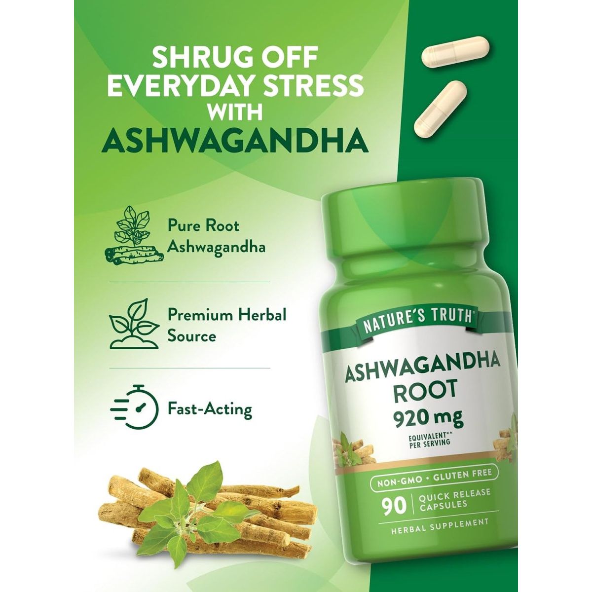 Nature'S Truth Ashwagandha Capsules | 920 Mg | 90 Count | Non - Gmo & Gluten Free Supplement - Suppviv