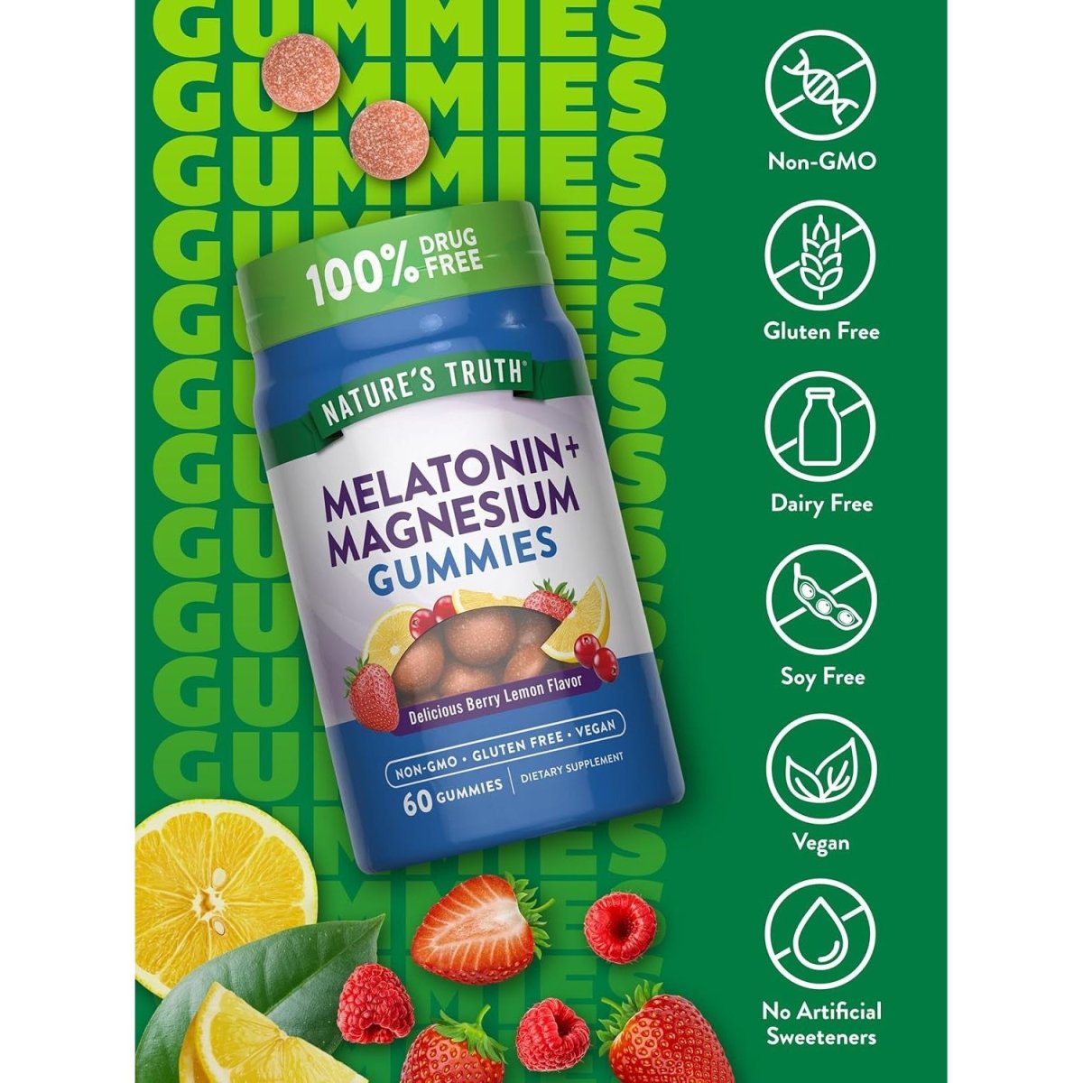 Nature'S Truth Melatonin with Magnesium Gummies | 60 Count - Suppviv