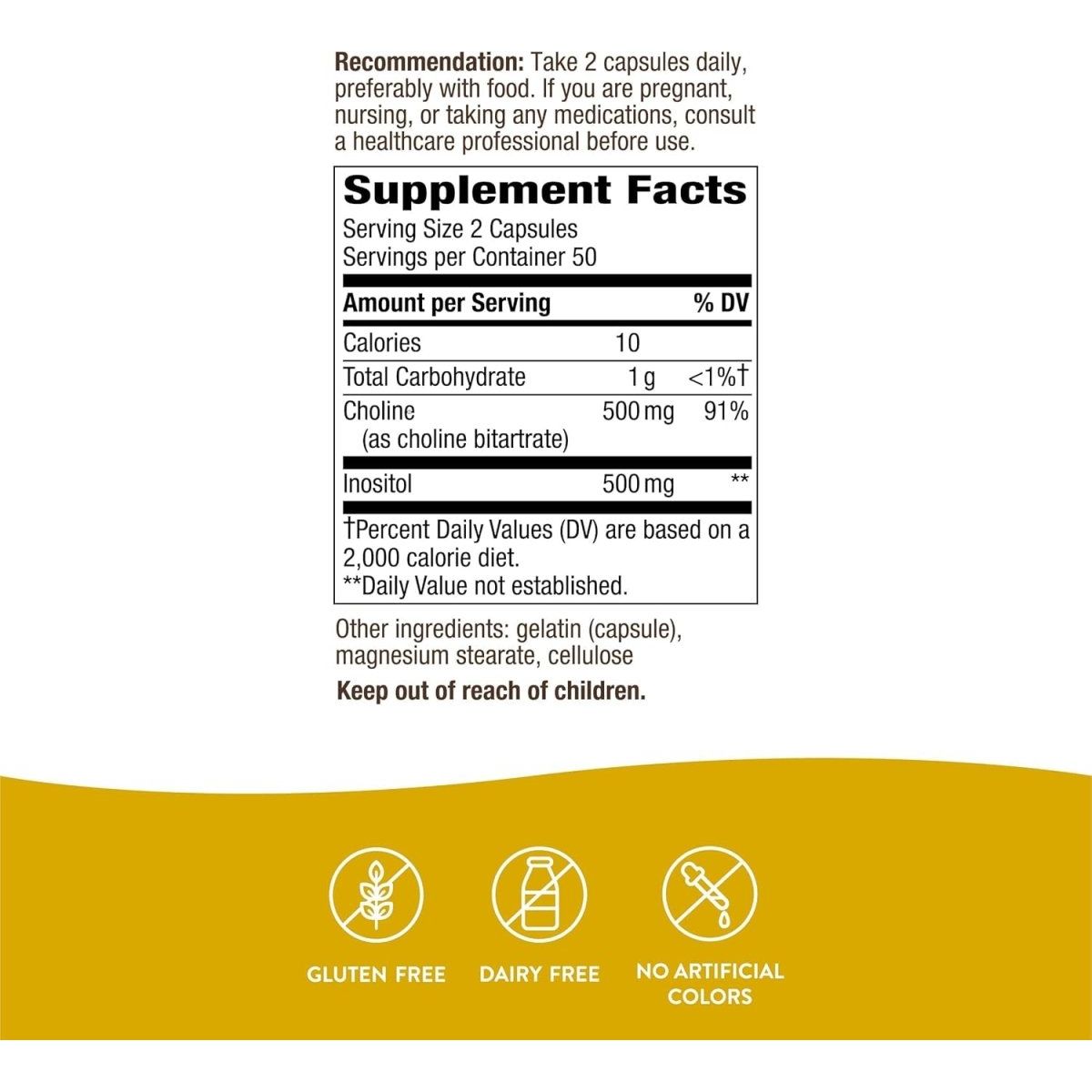 Nature'S Way Choline & Inositol - 1,000 Mg - Supports Brain Health & Cellular Energy* 100 Capsules - Suppviv