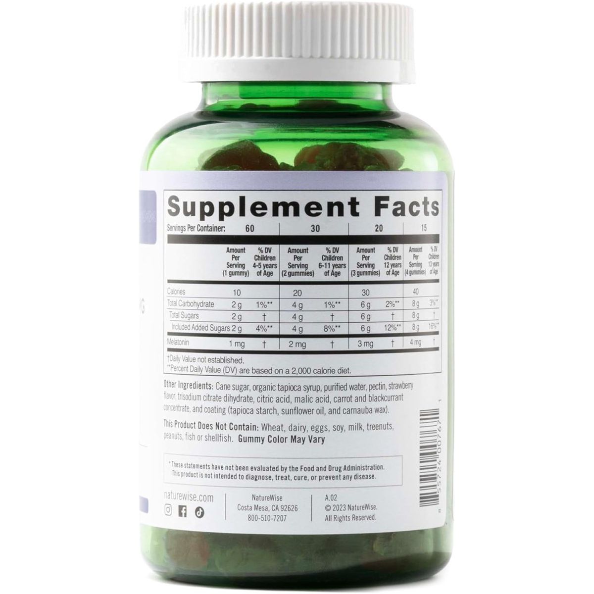 Naturewise Kids Melatonin Gummies 1 Mg - 60 Count (2 Month Supply) - Suppviv