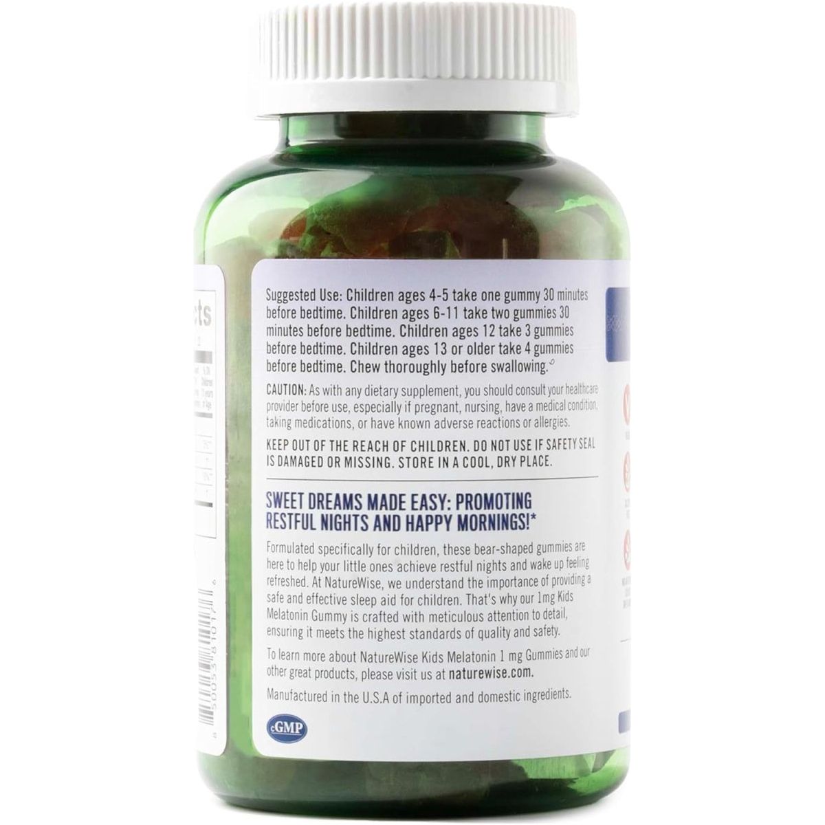 Naturewise Kids Melatonin Gummies 1 Mg - 60 Count (2 Month Supply) - Suppviv