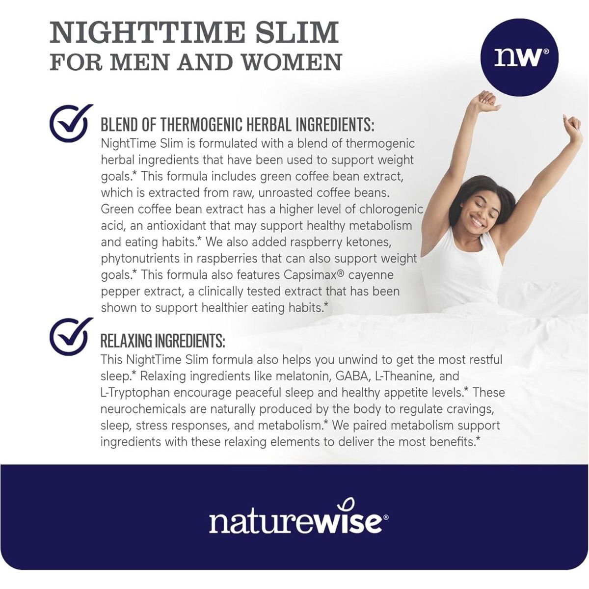 Naturewise Nighttime Fitness Support Supplement & Natural Sleep Aid 60 Capsules - Suppviv