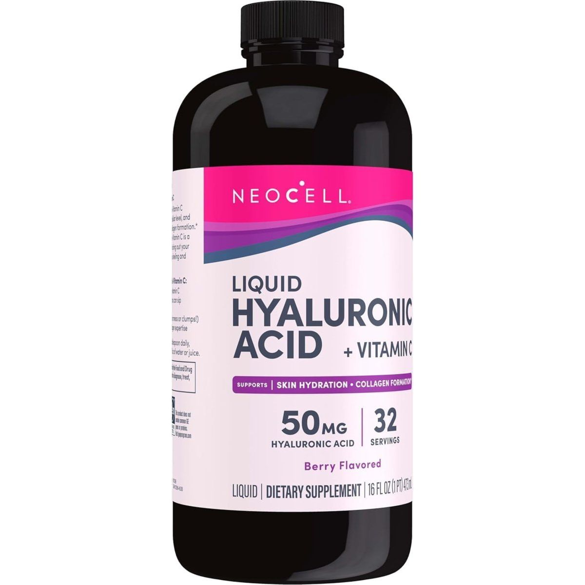 Neocell Hyaluronic Acid Liquid with Vitamin C, Berry, 16 Fl Oz (Pack of 1) - Suppviv