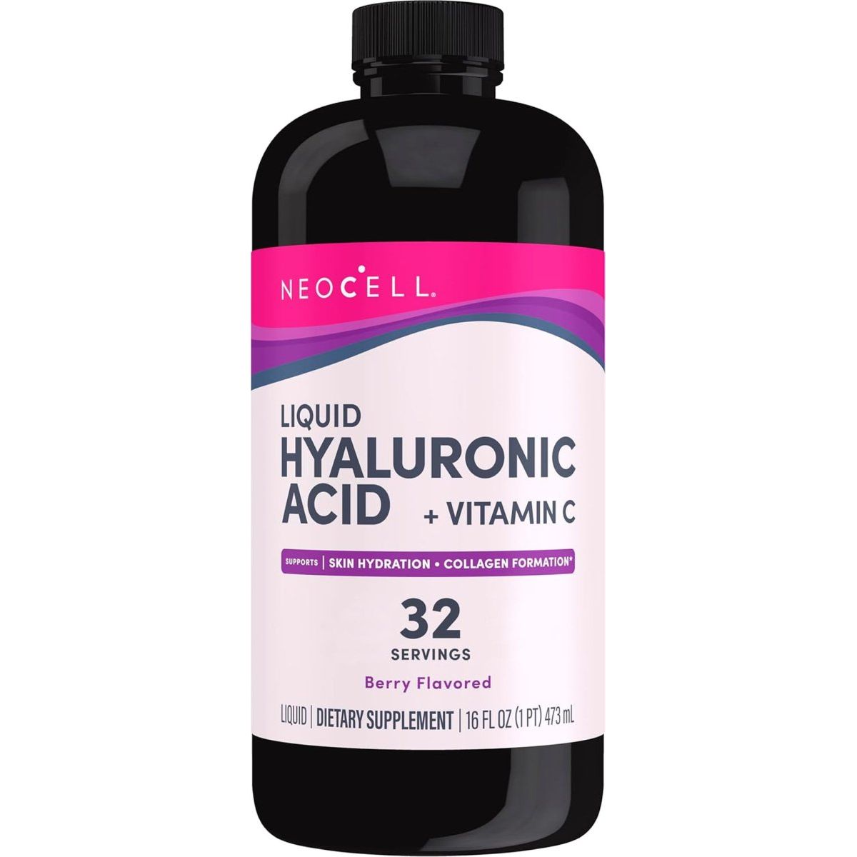 Neocell Hyaluronic Acid Liquid with Vitamin C, Berry, 16 Fl Oz (Pack of 1) - Suppviv