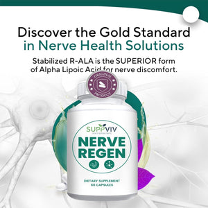 Nerve Regen Advanced Nerve Support Formula Nerve Shield with Alpha Lipoic Acid 30 Days Supply - Suppviv