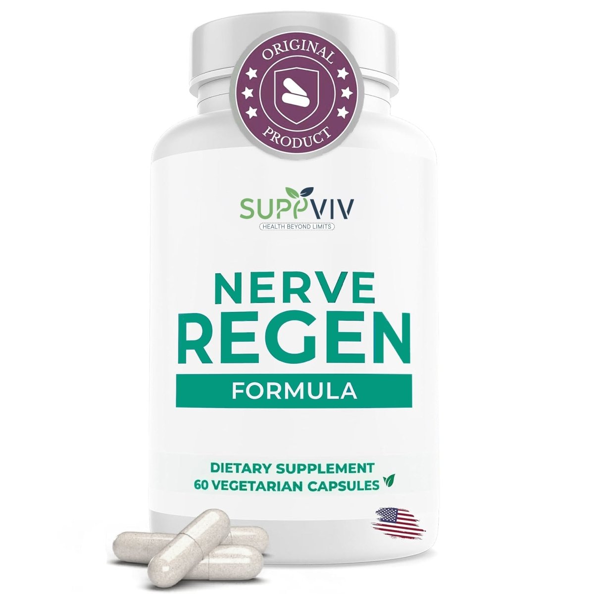 Nerve Regen Advanced Nerve Support Formula Nerve Shield with Alpha Lipoic Acid 30 Days Supply - Suppviv