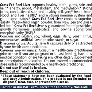 New Roots Herbal - Grass Fed Beef Liver Support 180 Capsules 3600Mg - Suppviv