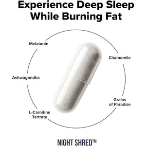 Night Shred Fat Burner and Natural Sleep Support | Weight Loss Support Nighttime Fat Burning (60 Capsules) - Suppviv