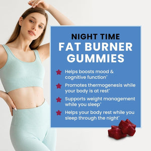 Night Time Fat Burner Gummies, Sleep Support & Weight Loss Supplement 60Ct - Suppviv