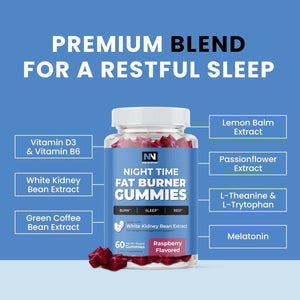 Night Time Fat Burner Gummies, Sleep Support & Weight Loss Supplement 60Ct - Suppviv